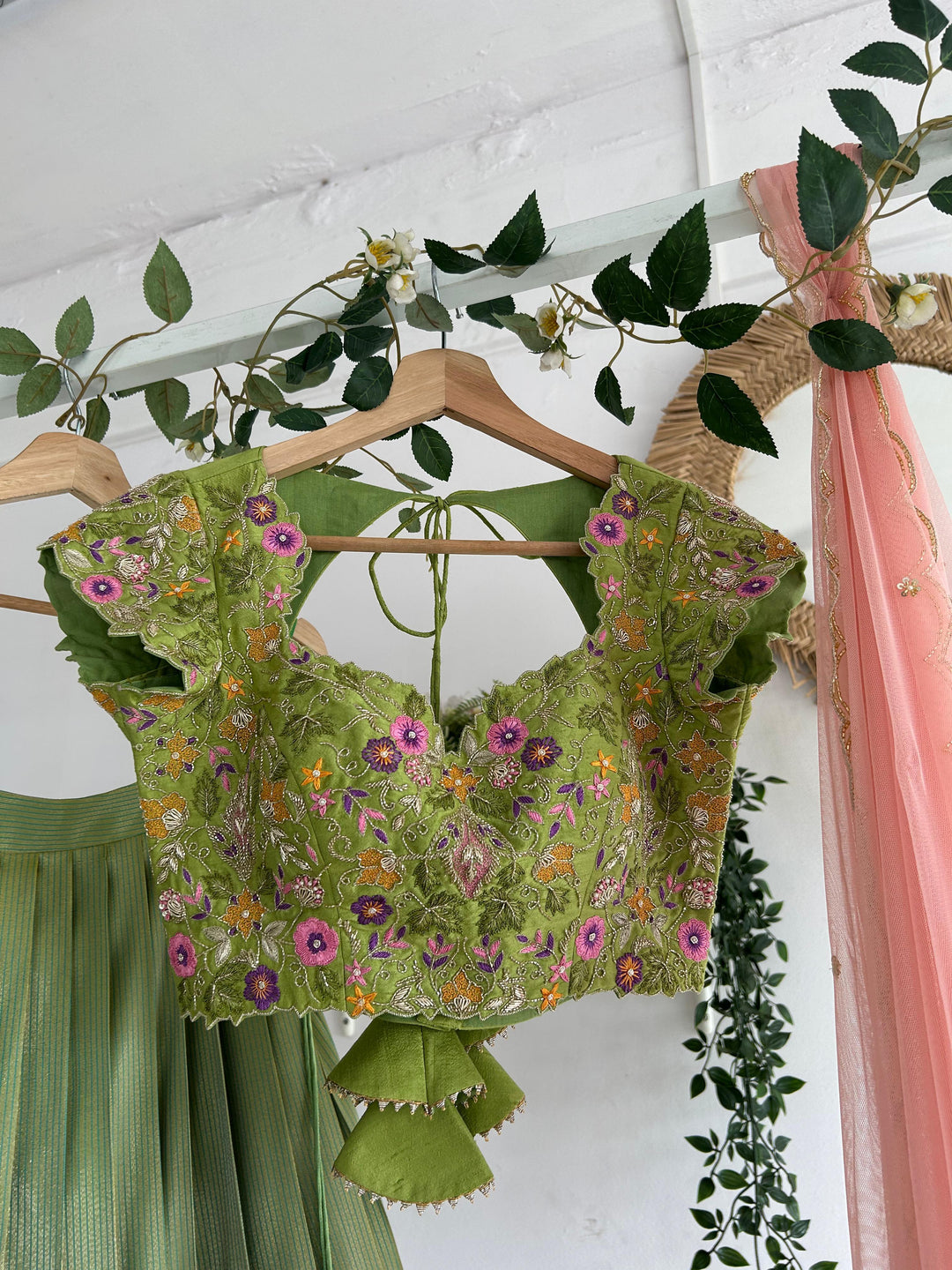 Pista Green Tissue Paithani Lehenga