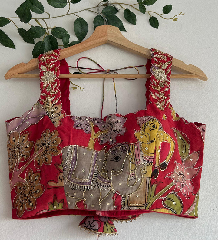 Red Kalamkari Lehenga