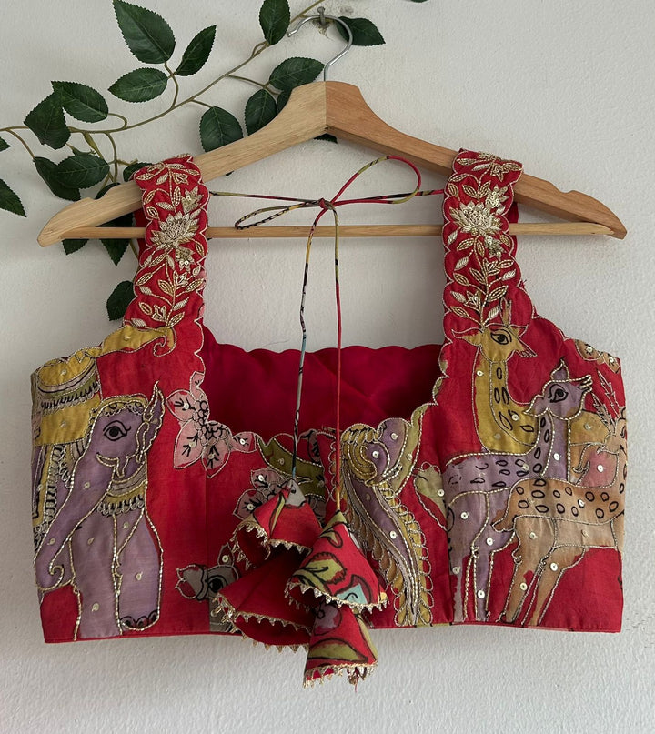 Red Kalamkari Lehenga