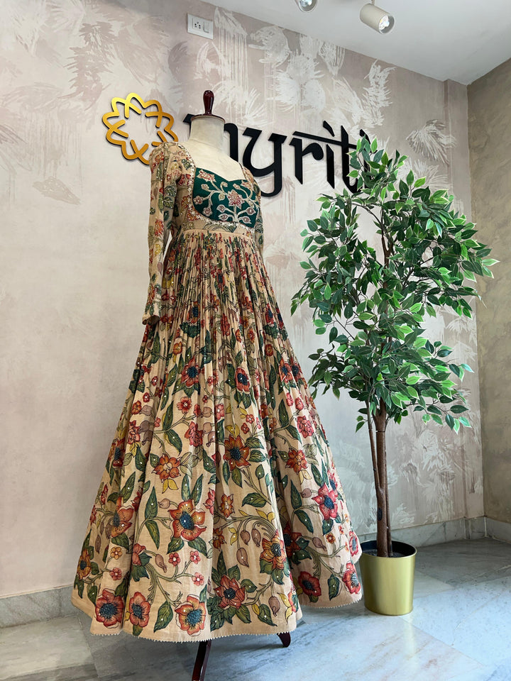 Cream Pen Kalamkari Dress