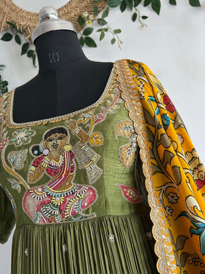 Mehndi Green Tissue Dress
