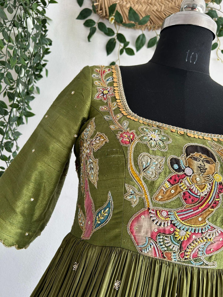 Mehndi Green Tissue Dress
