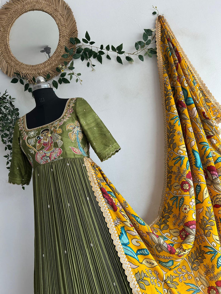 Mehndi Green Tissue Dress