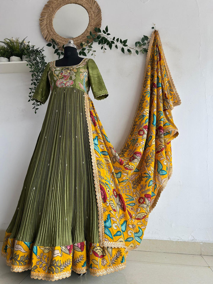 Mehndi Green Tissue Dress