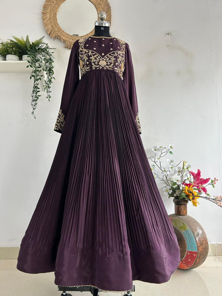 Plum Natural Crape Silk Dress