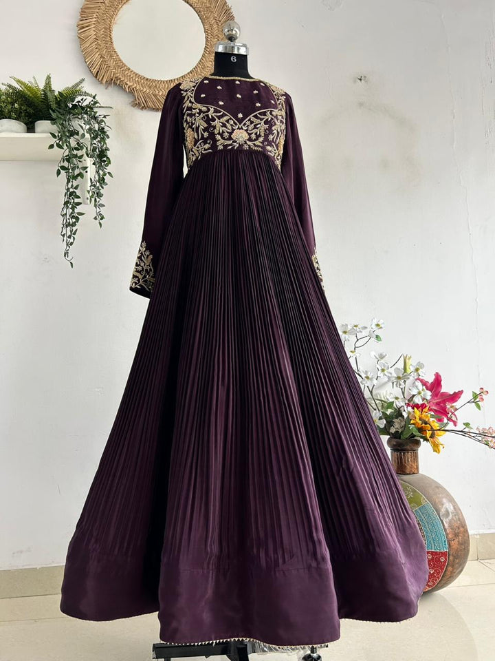 Plum Natural Crape Silk Dress