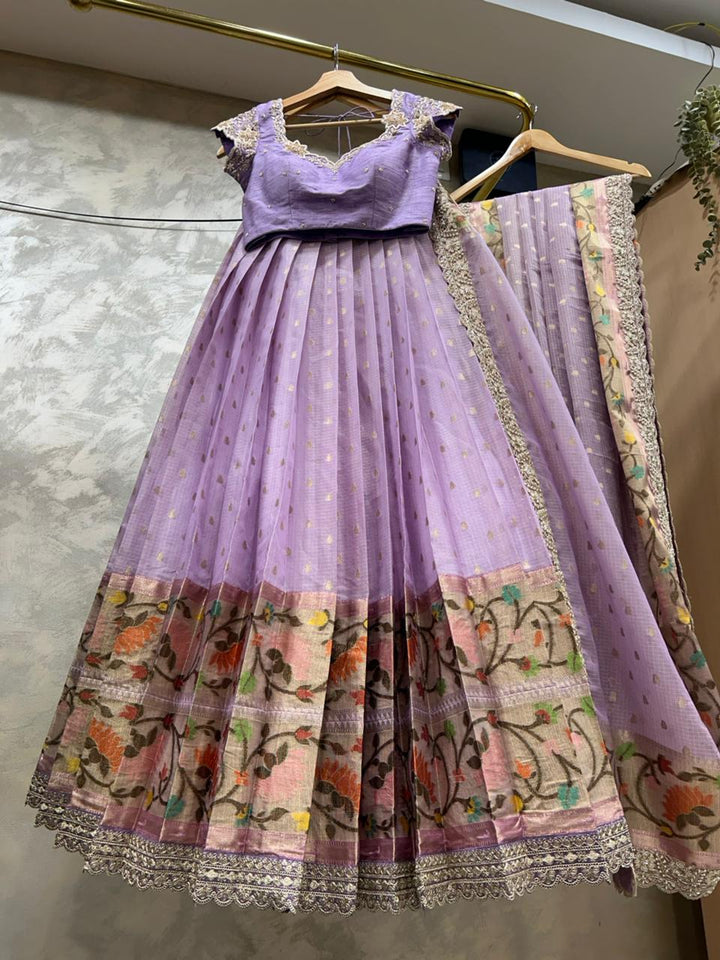 Lavender Kota Silk Lehenga