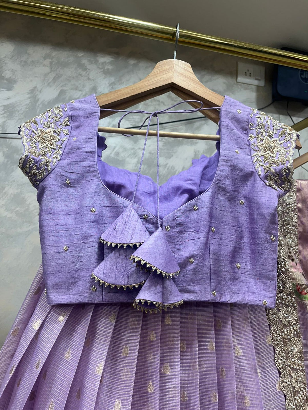 Lavender Kota Silk Lehenga