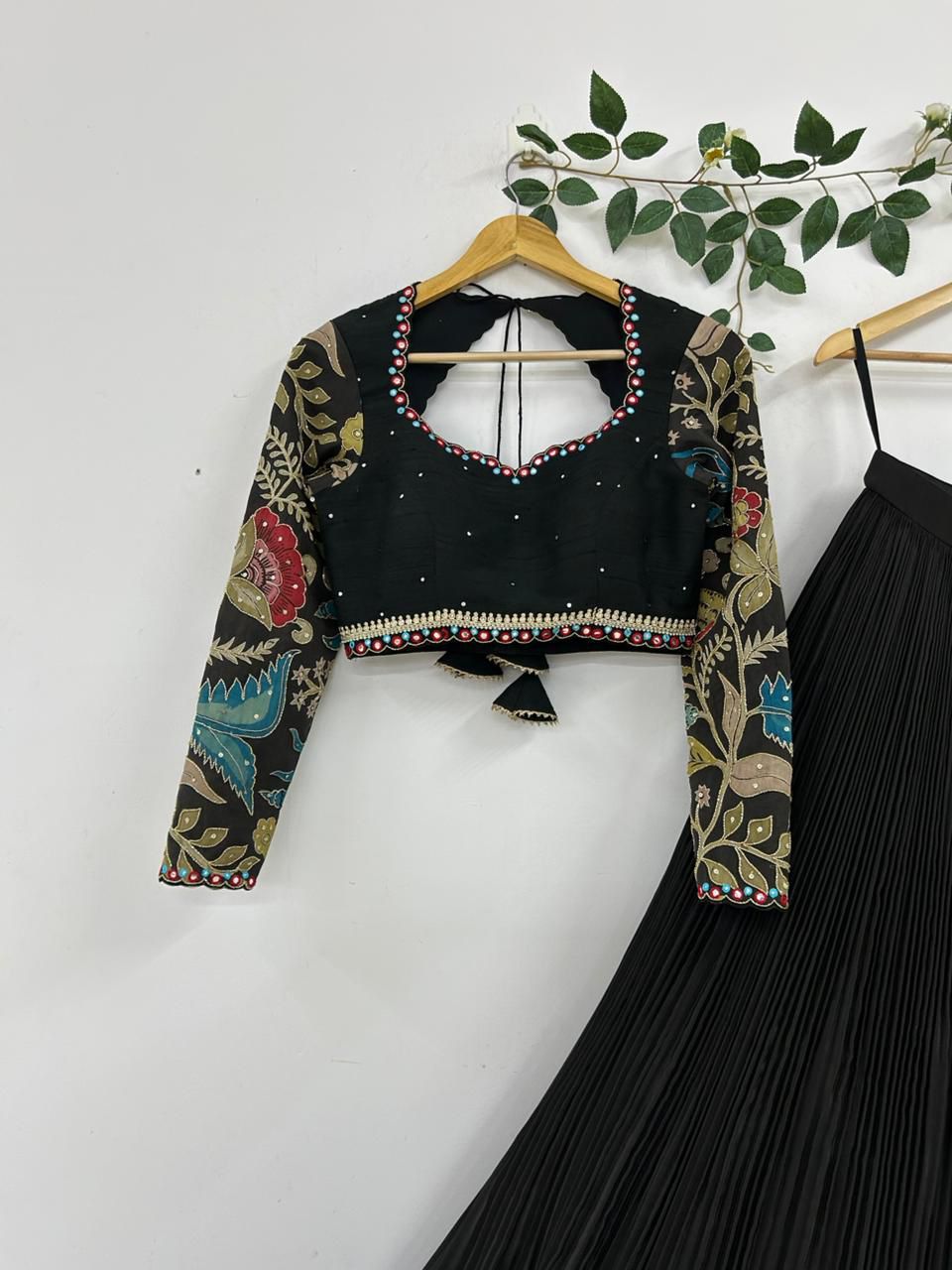 Black Natural Crape Silk Lehenga