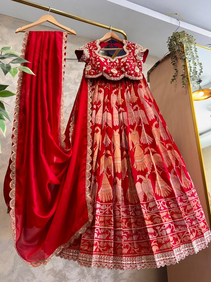 Red Banaras Silk Lehenga