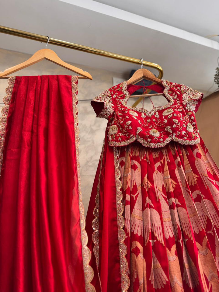 Red Banaras Silk Lehenga