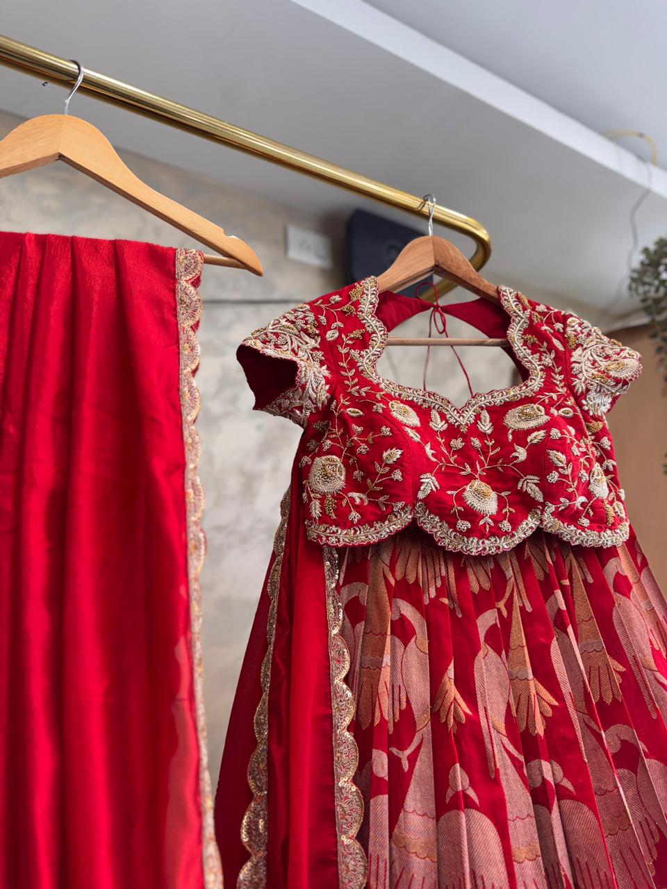 Red Banaras Silk Lehenga