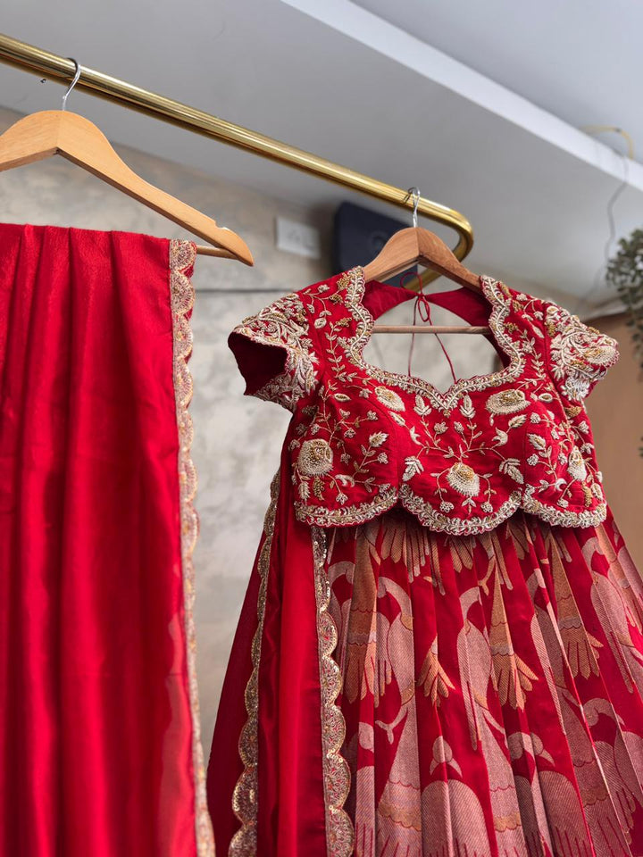 Red Banaras Silk Lehenga