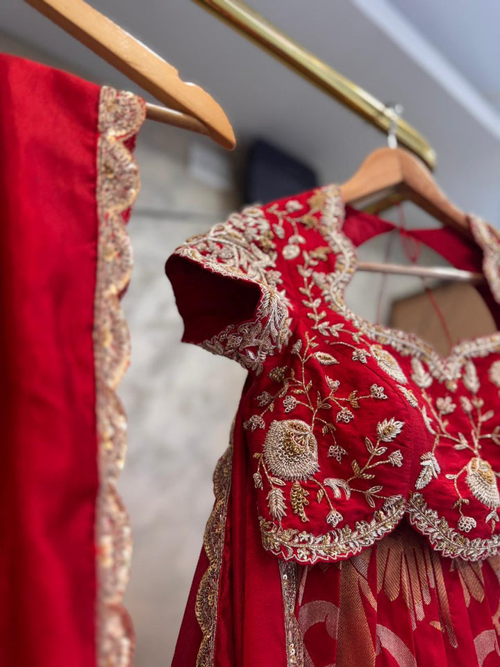 Red Banaras Silk Lehenga