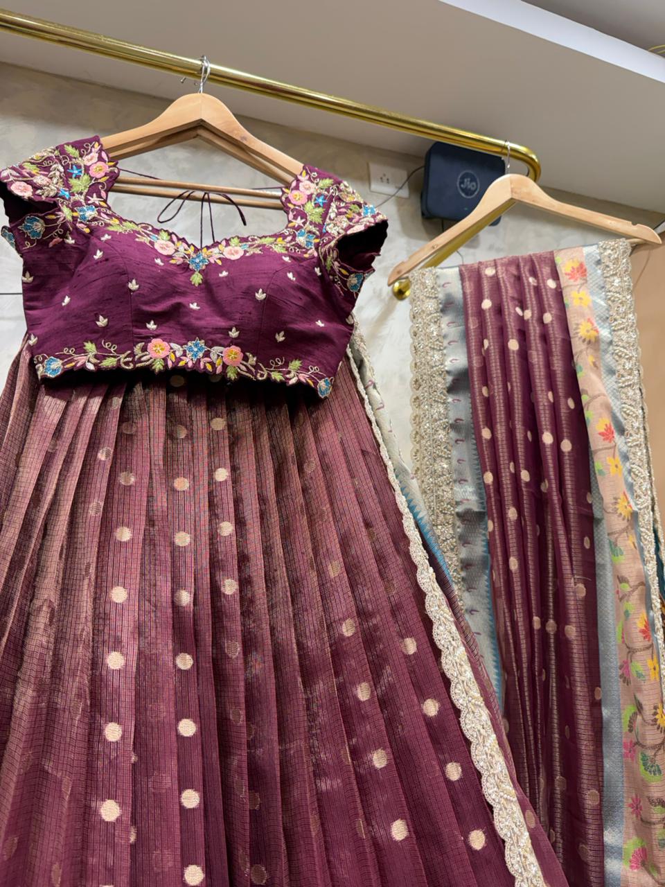 Wine Kota Silk Lehenga