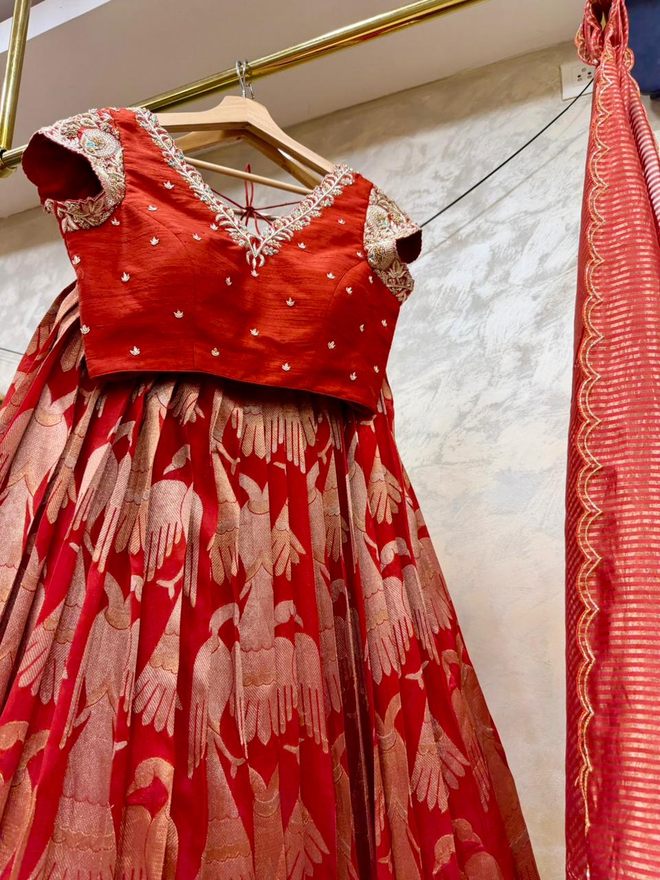 Orange Banaras Silk Lehenga