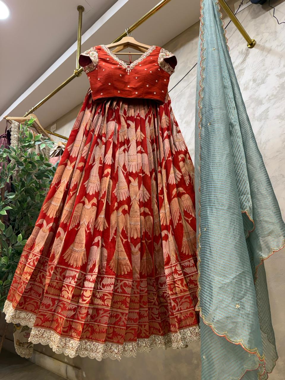 Orange Banaras Silk Lehenga