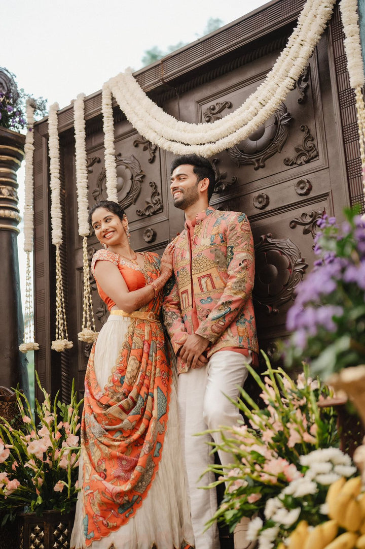 Orange Kalamkari Couple Combo