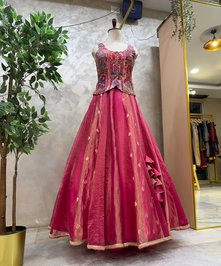Fusion Bustier Pink Lehenga