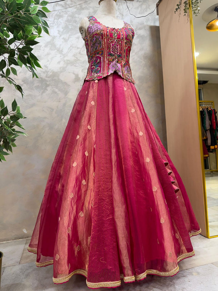 Fusion Bustier Pink Lehenga