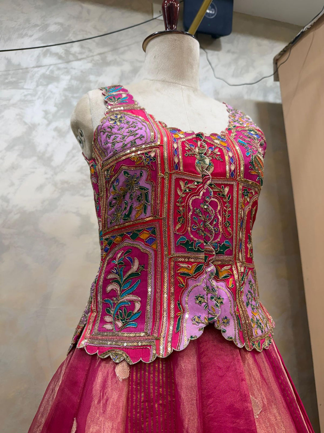 Fusion Bustier Pink Lehenga