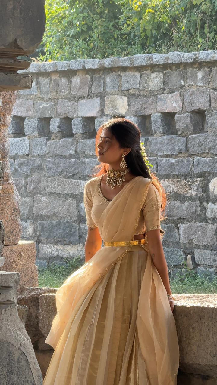 Ivory Tissue Lehenga