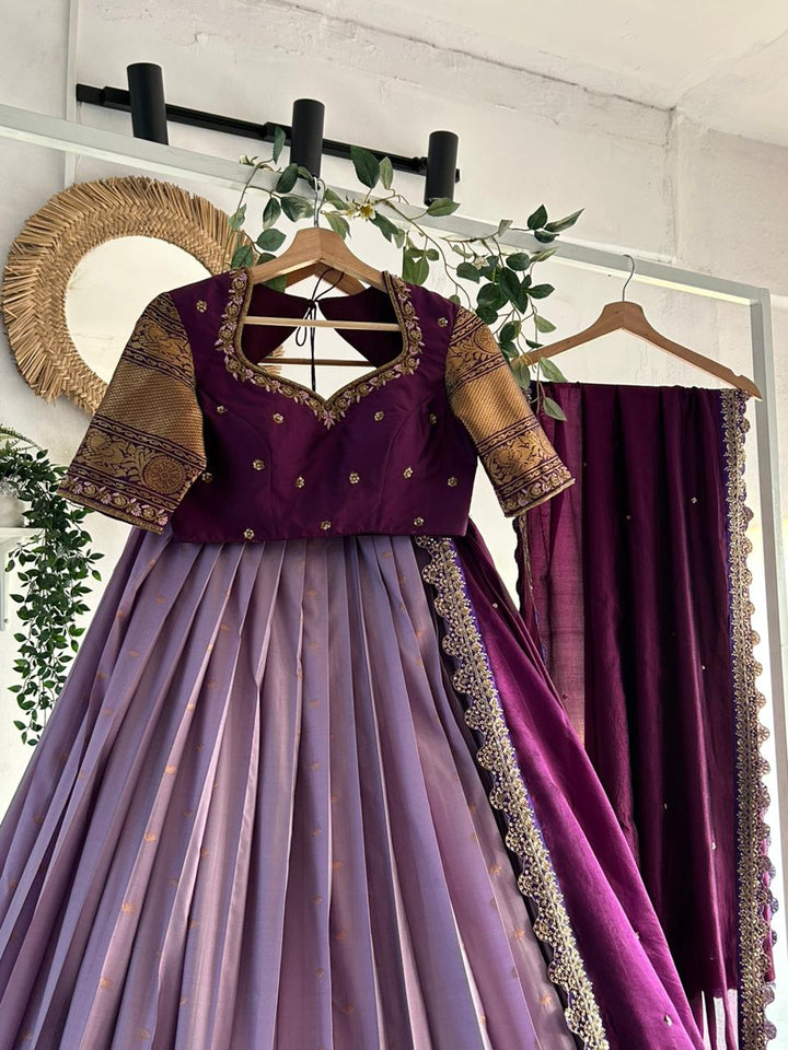 Purple Silk Lehenga
