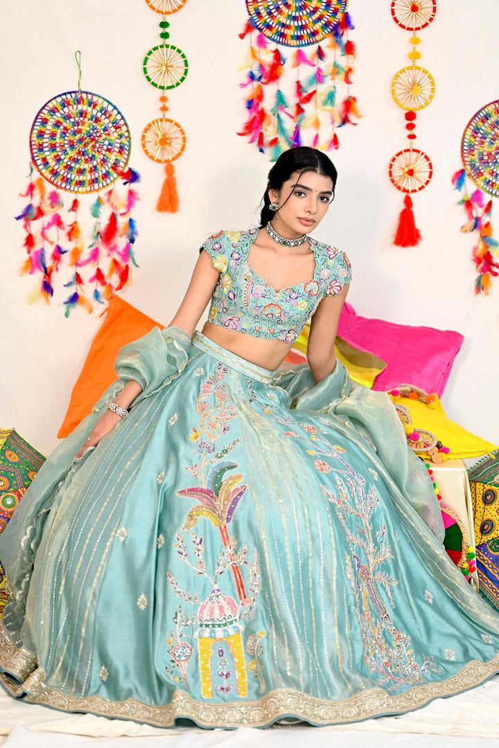 Aqua Reverie Tissue Silk Lehenga