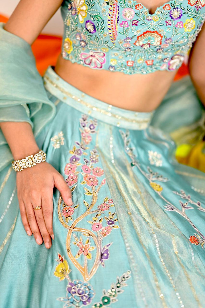 Aqua Reverie Tissue Silk Lehenga