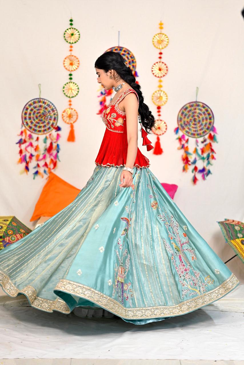 Aqua Reverie Tissue Silk Lehenga