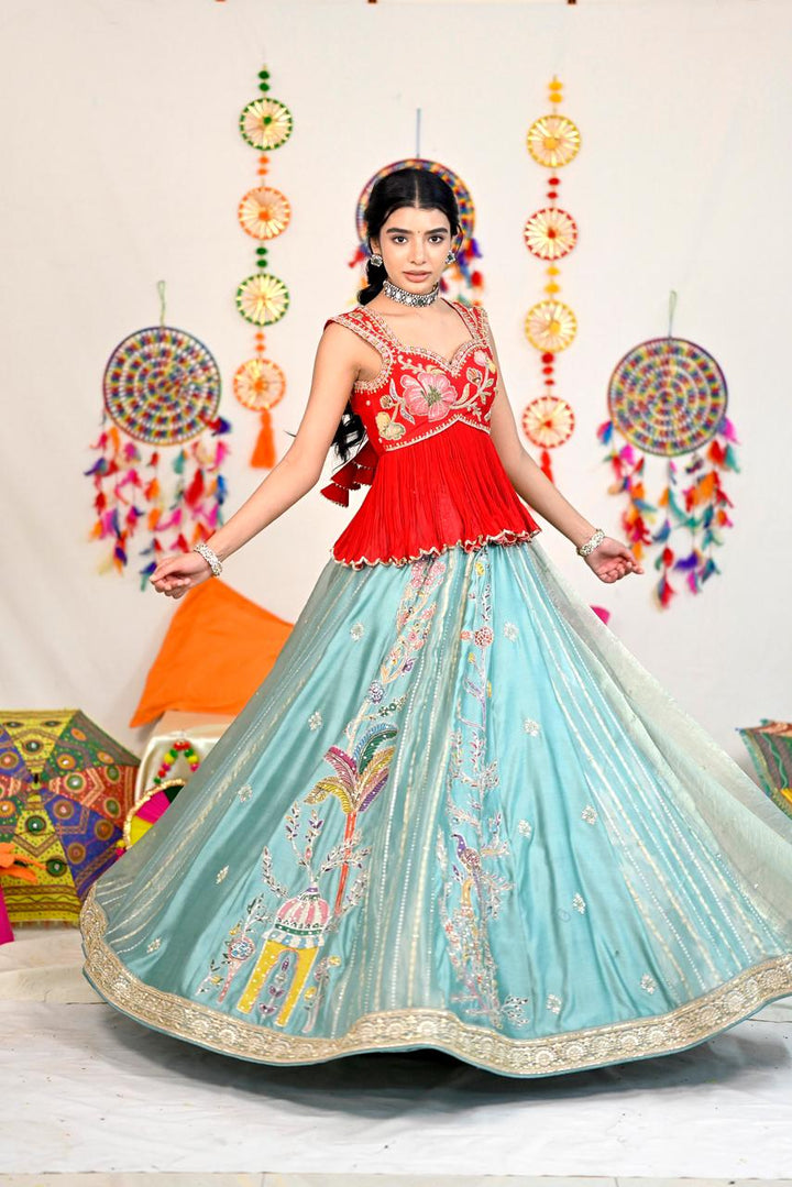 Aqua Reverie Tissue Silk Lehenga