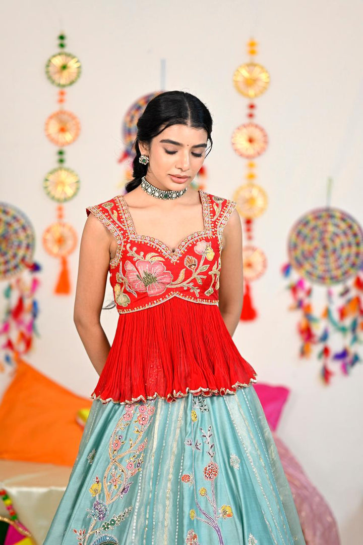 Aqua Reverie Tissue Silk Lehenga