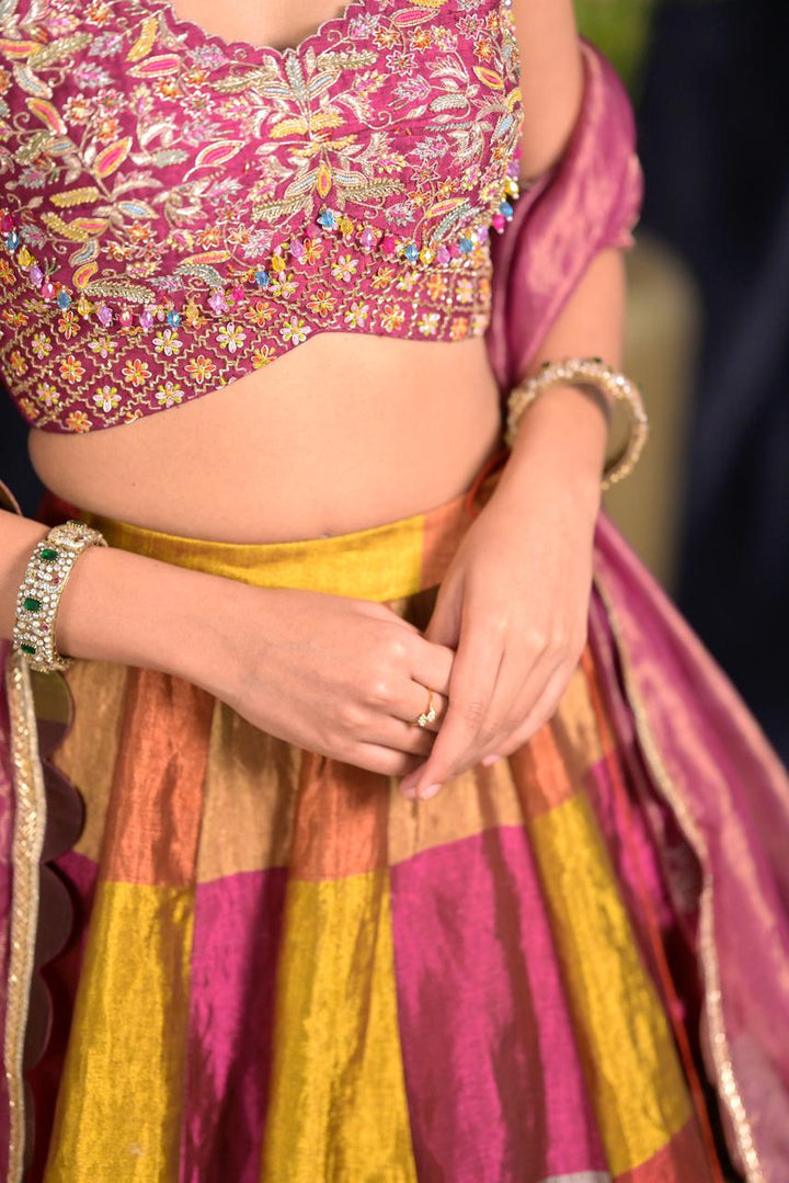 Magenta Tissue Silk Lehenga