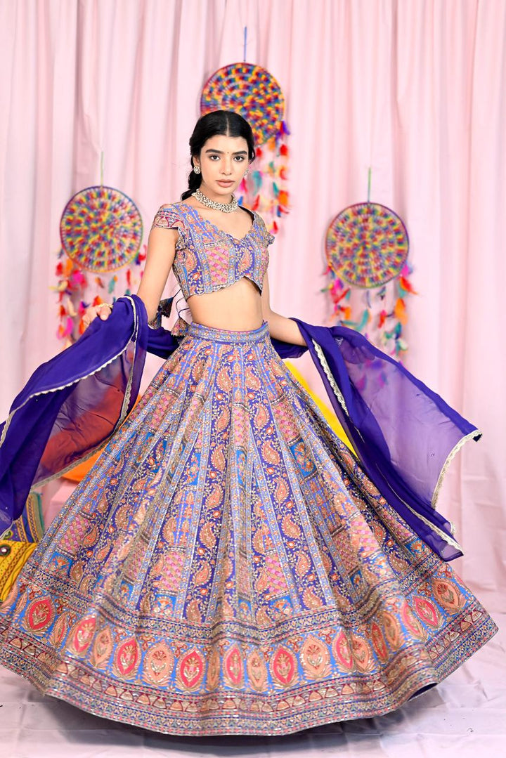 Blue Embroidery Lehenga
