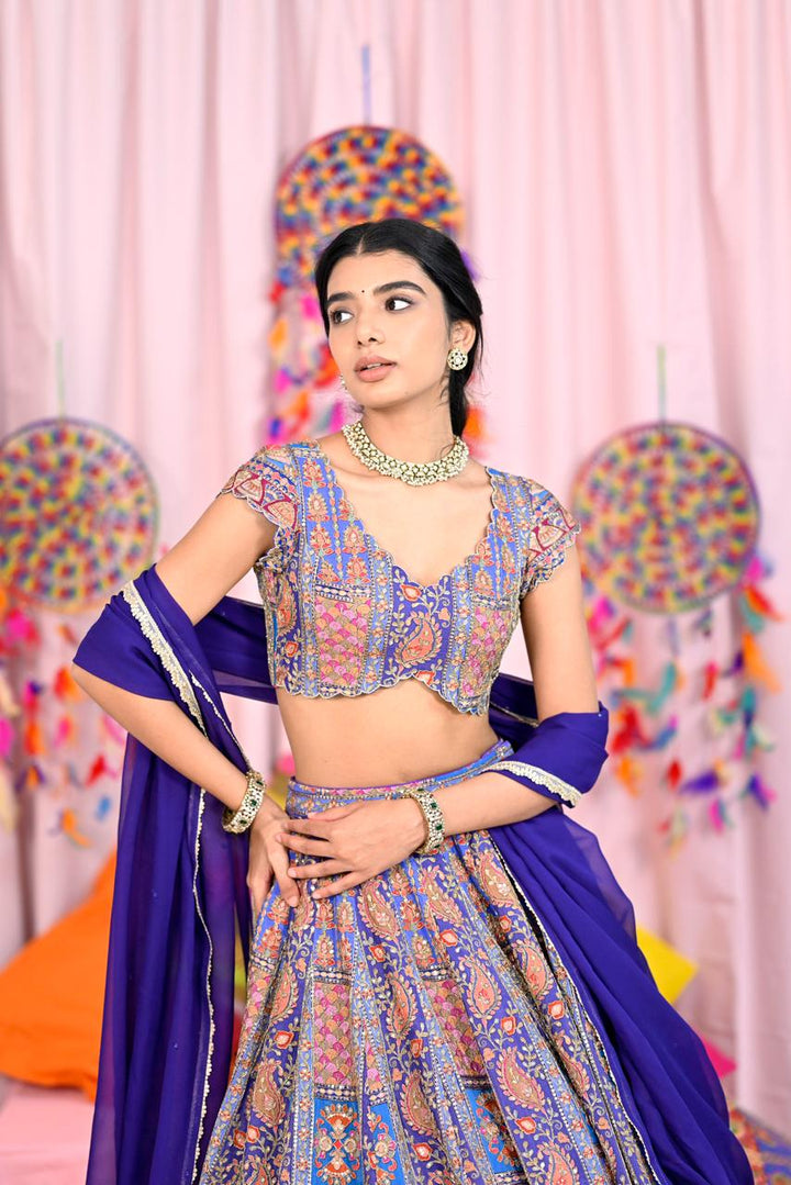 Blue Embroidery Lehenga
