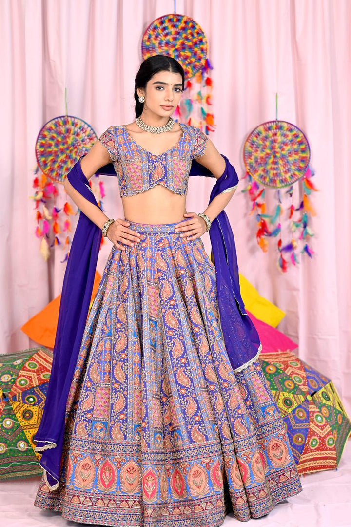 Blue Embroidery Lehenga