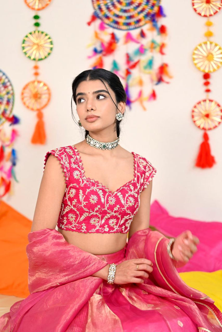 Pink Tissue Silk Lehenga