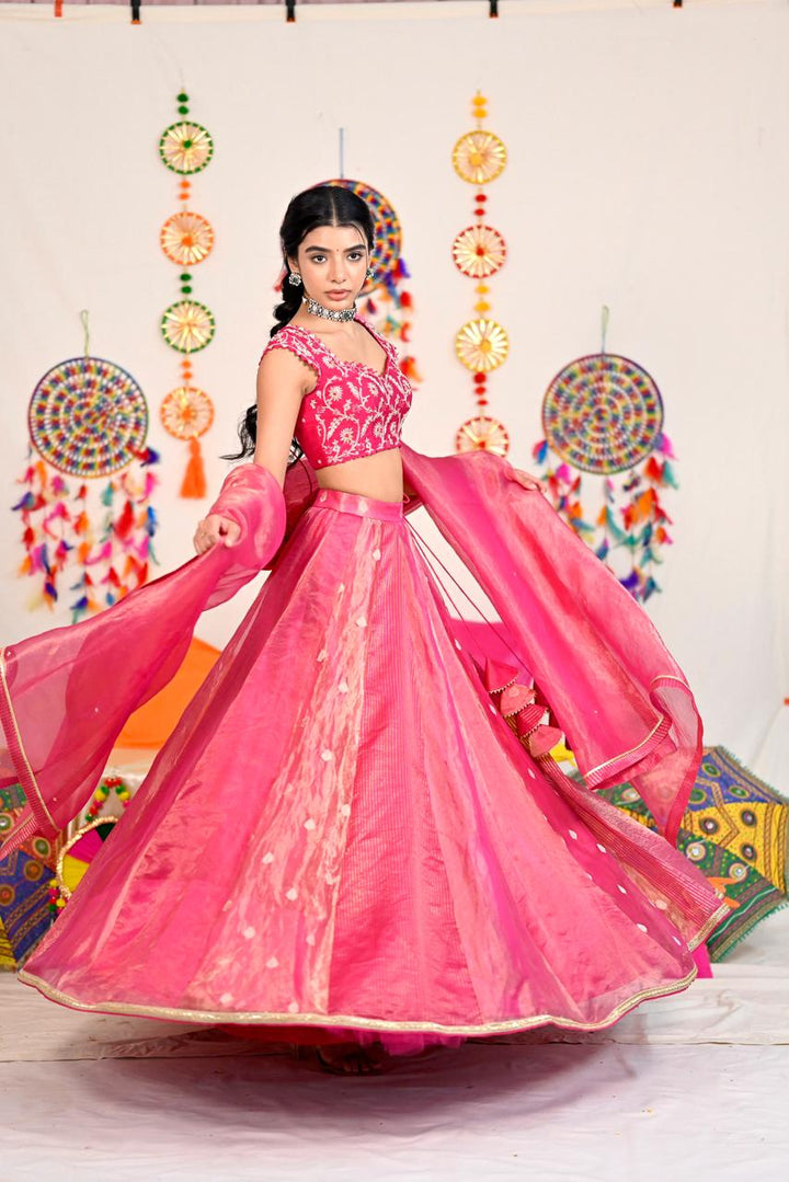 Pink Tissue Silk Lehenga