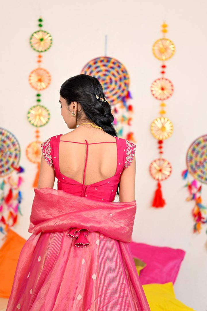 Pink Tissue Silk Lehenga