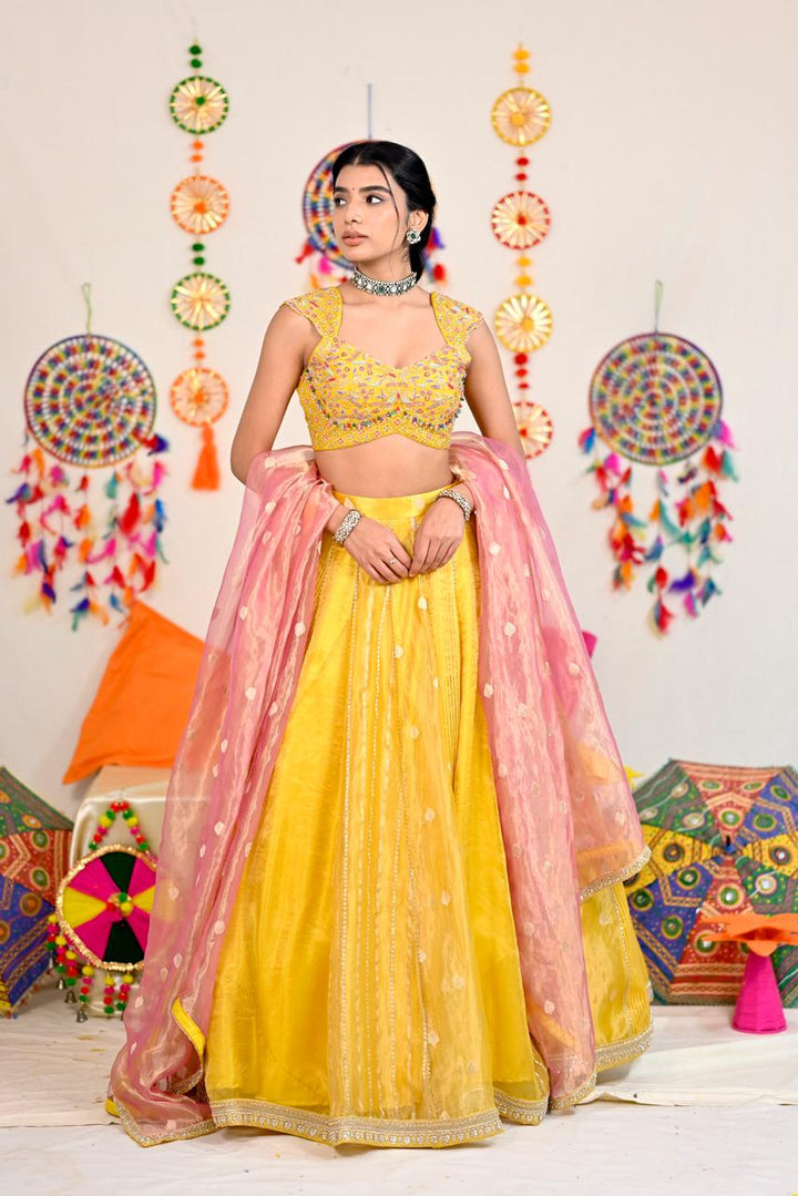 Yellow Tissue Silk Lehenga