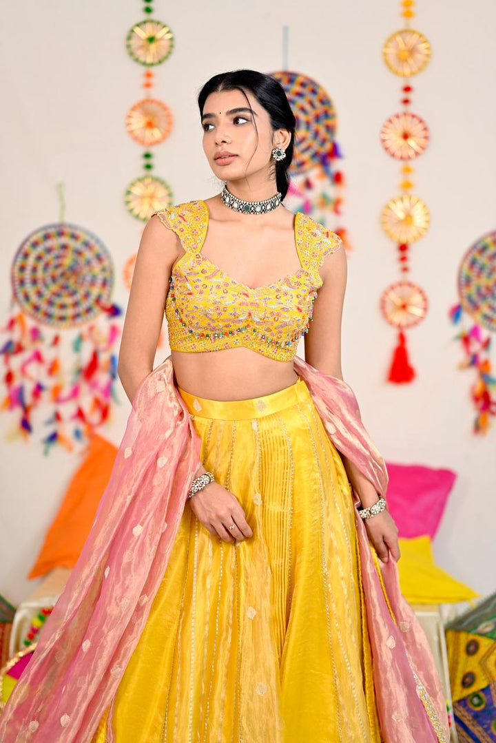 Yellow Tissue Silk Lehenga