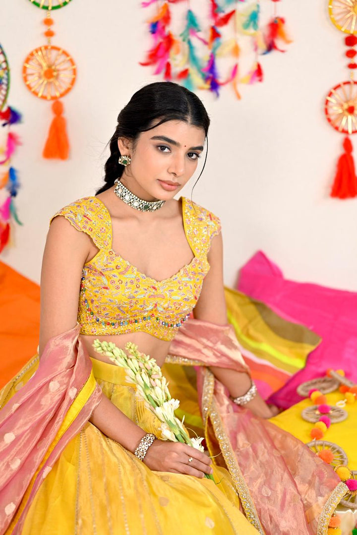 Yellow Tissue Silk Lehenga