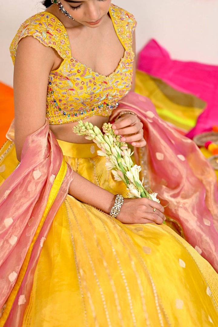 Yellow Tissue Silk Lehenga