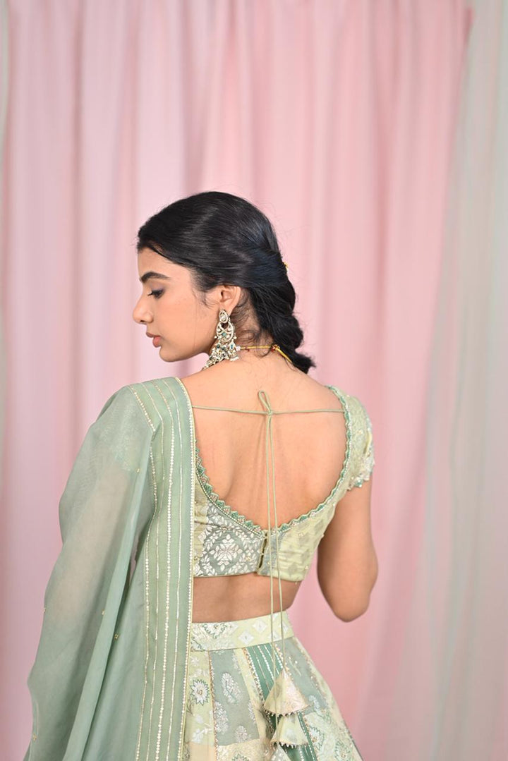 Pista Green Banaras Silk Lehenga