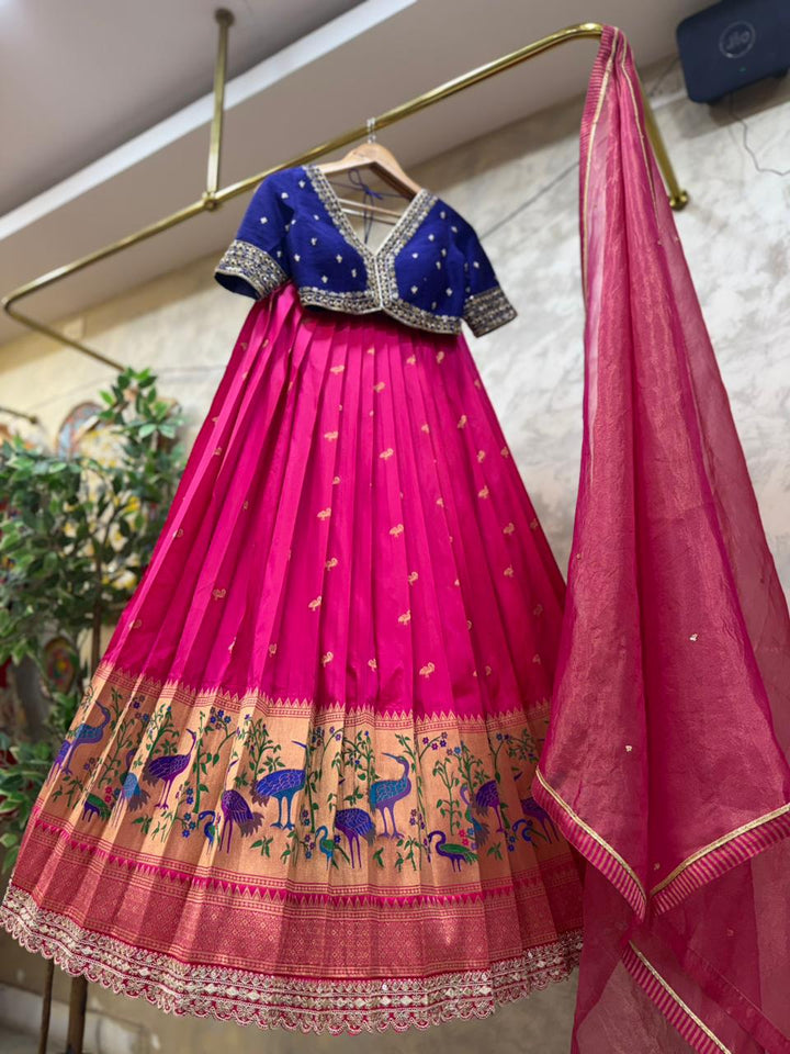Pink Paithani Silk Lehenga