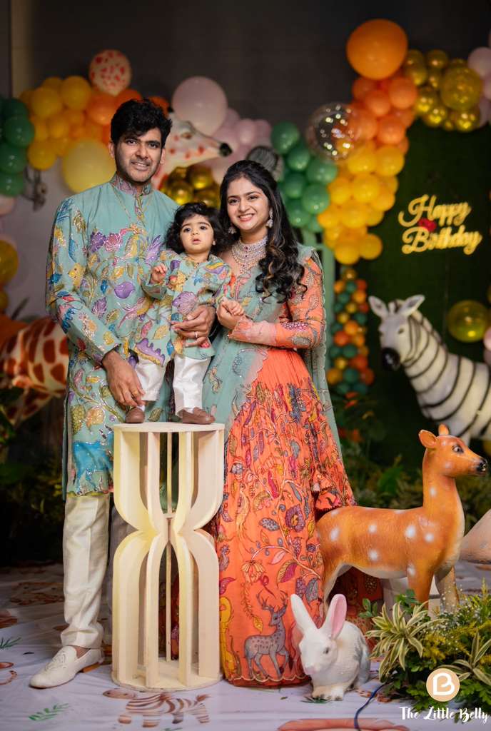 Blue & Orange Pen Kalamkari Family Combo