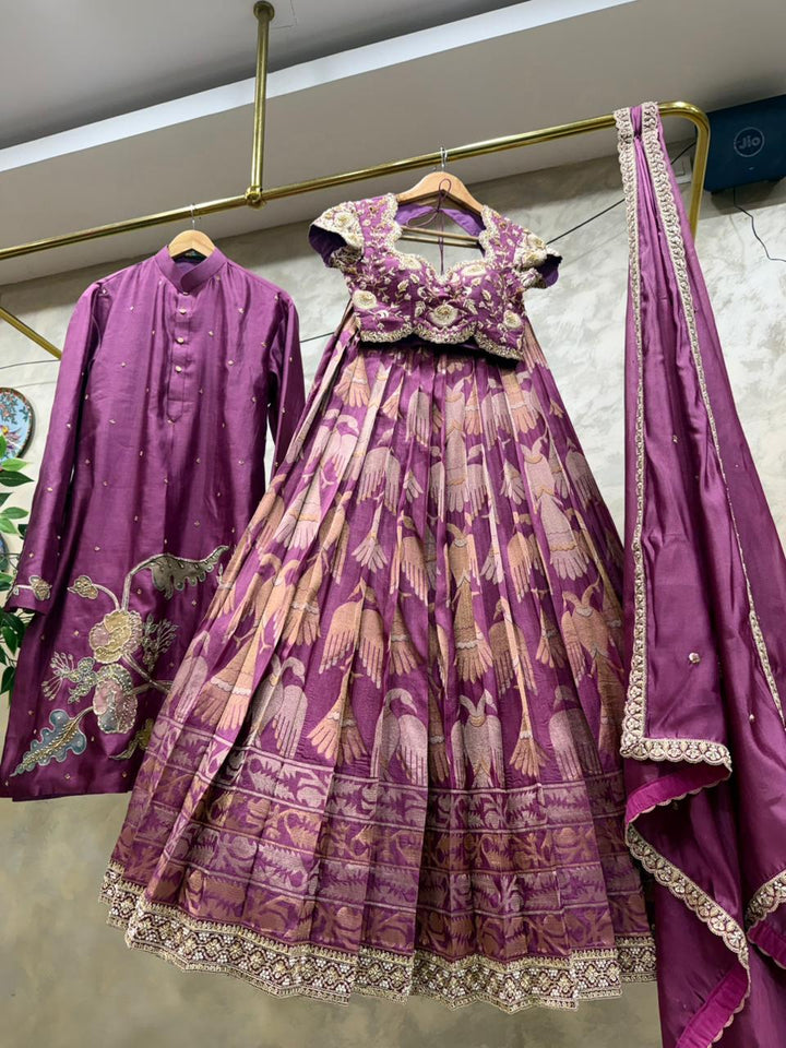 Lavendar Banaras Silk Couple Combo
