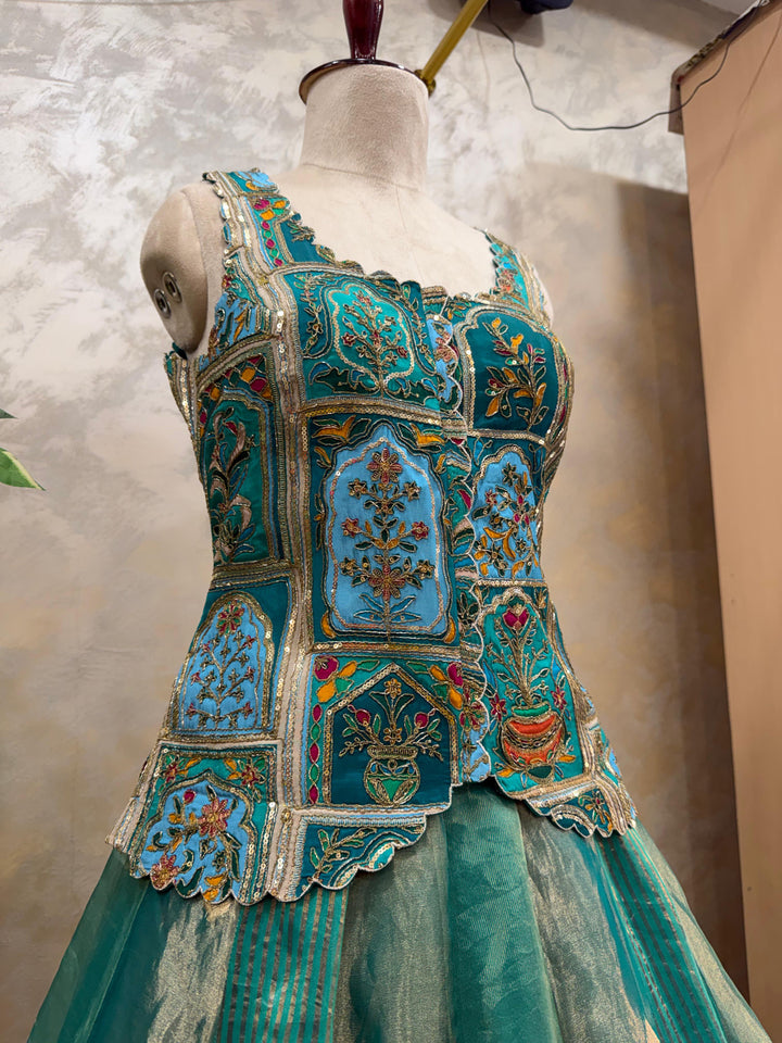 Aquamarine Muse Silk Lehenga