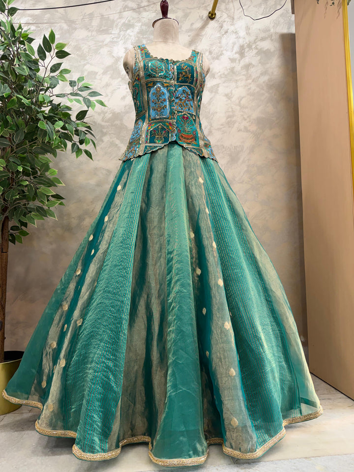 Aquamarine Muse Silk Lehenga