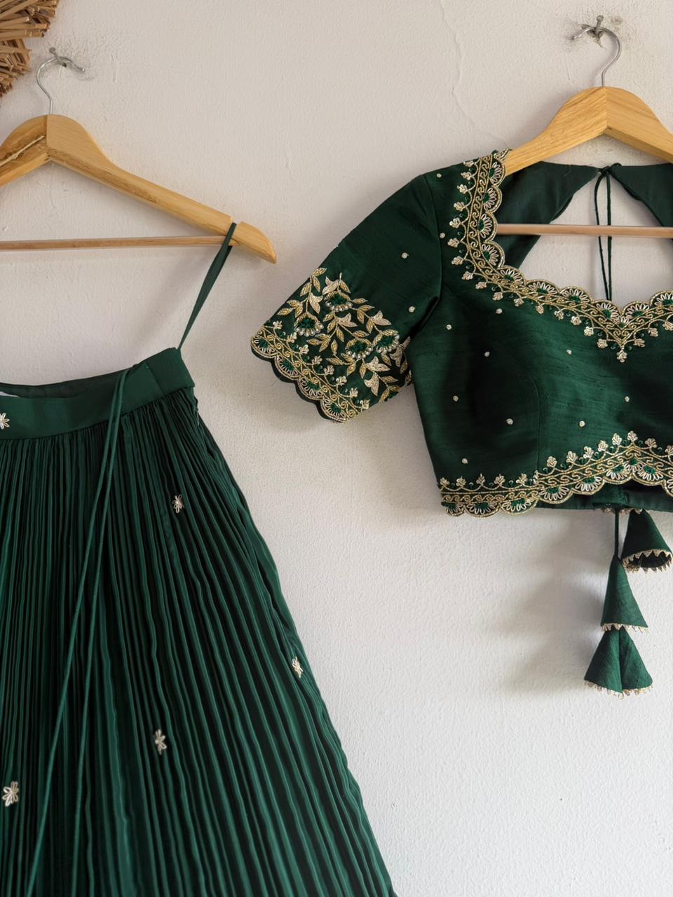Green Tissue Silk Lehenga
